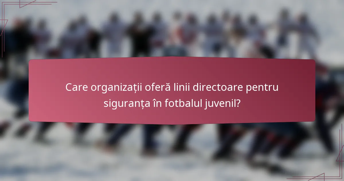 Care organizații oferă linii directoare pentru siguranța în fotbalul juvenil?