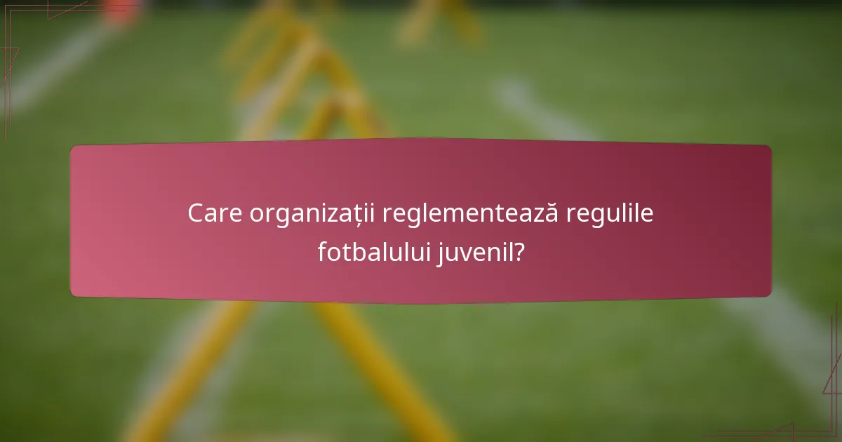 Care organizații reglementează regulile fotbalului juvenil?