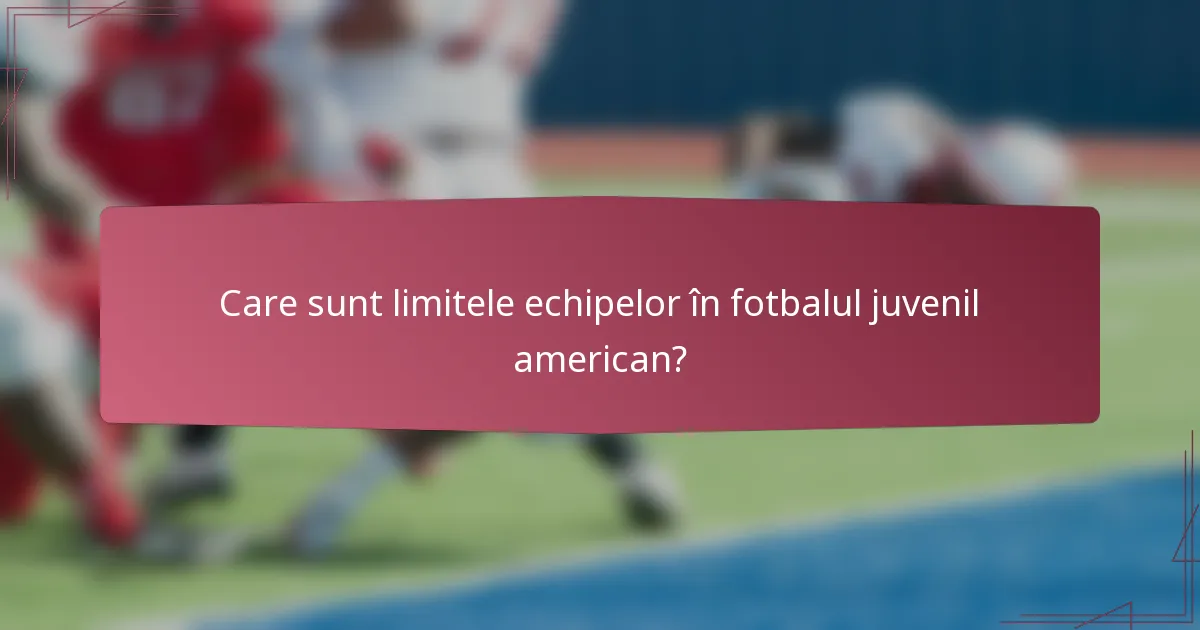 Care sunt limitele echipelor în fotbalul juvenil american?