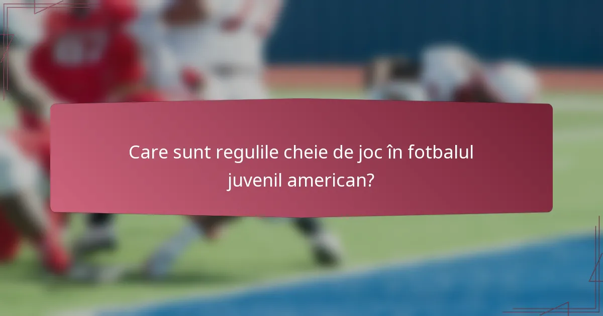 Care sunt regulile cheie de joc în fotbalul juvenil american?