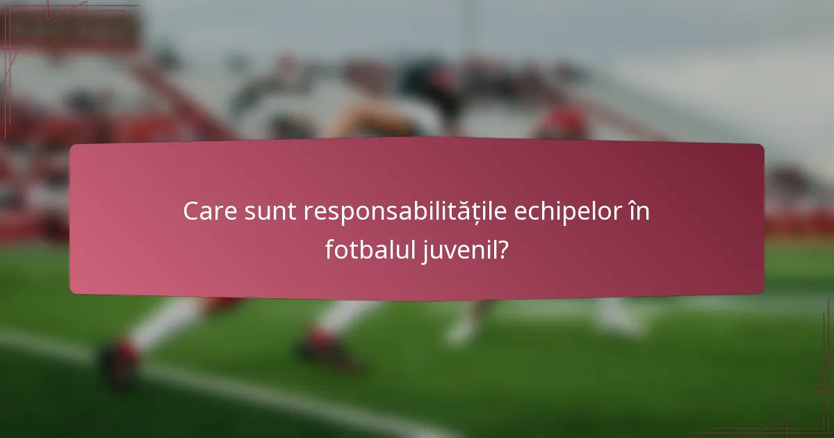 Care sunt responsabilitățile echipelor în fotbalul juvenil?