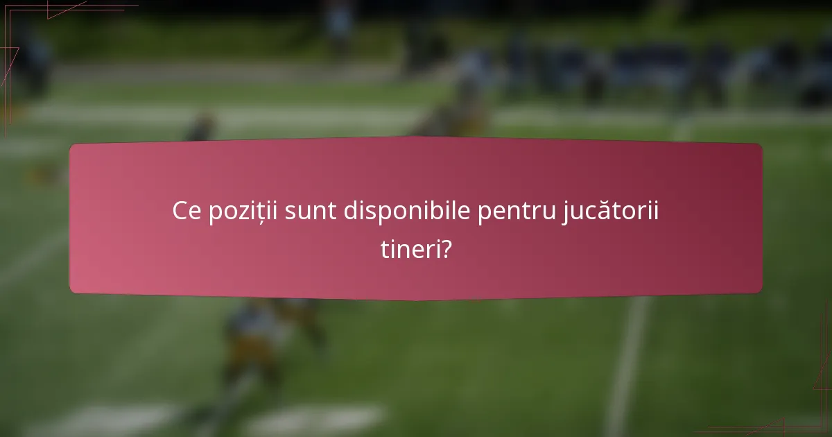 Ce poziții sunt disponibile pentru jucătorii tineri?