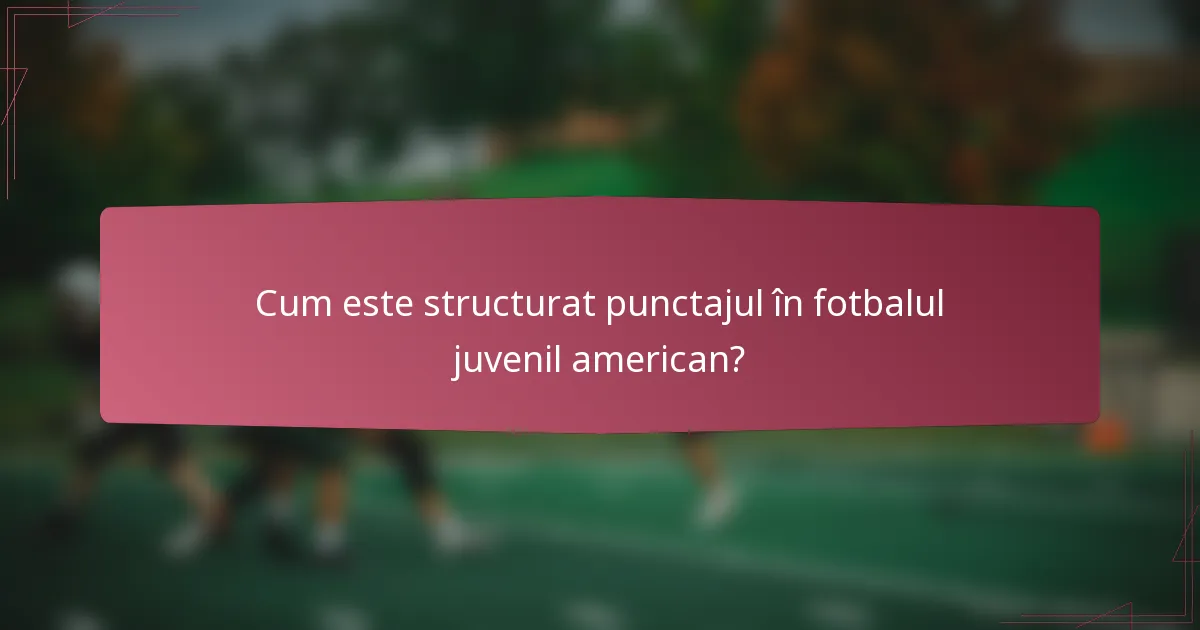 Cum este structurat punctajul în fotbalul juvenil american?