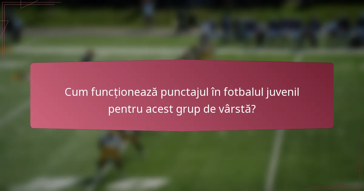 Cum funcționează punctajul în fotbalul juvenil pentru acest grup de vârstă?