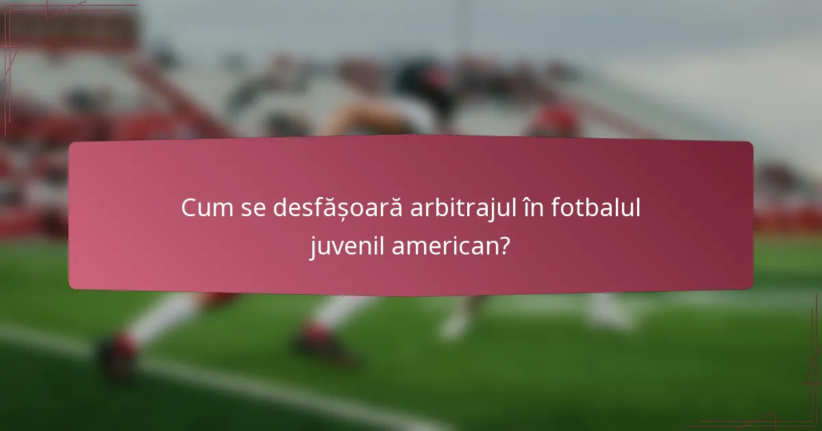 Cum se desfășoară arbitrajul în fotbalul juvenil american?
