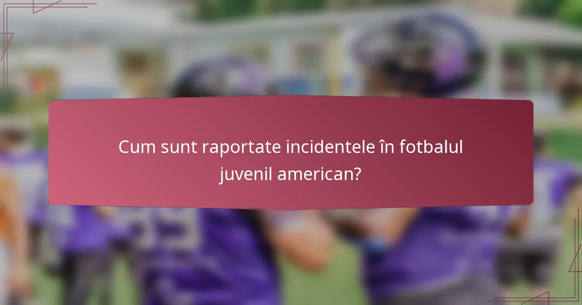 Cum sunt raportate incidentele în fotbalul juvenil american?